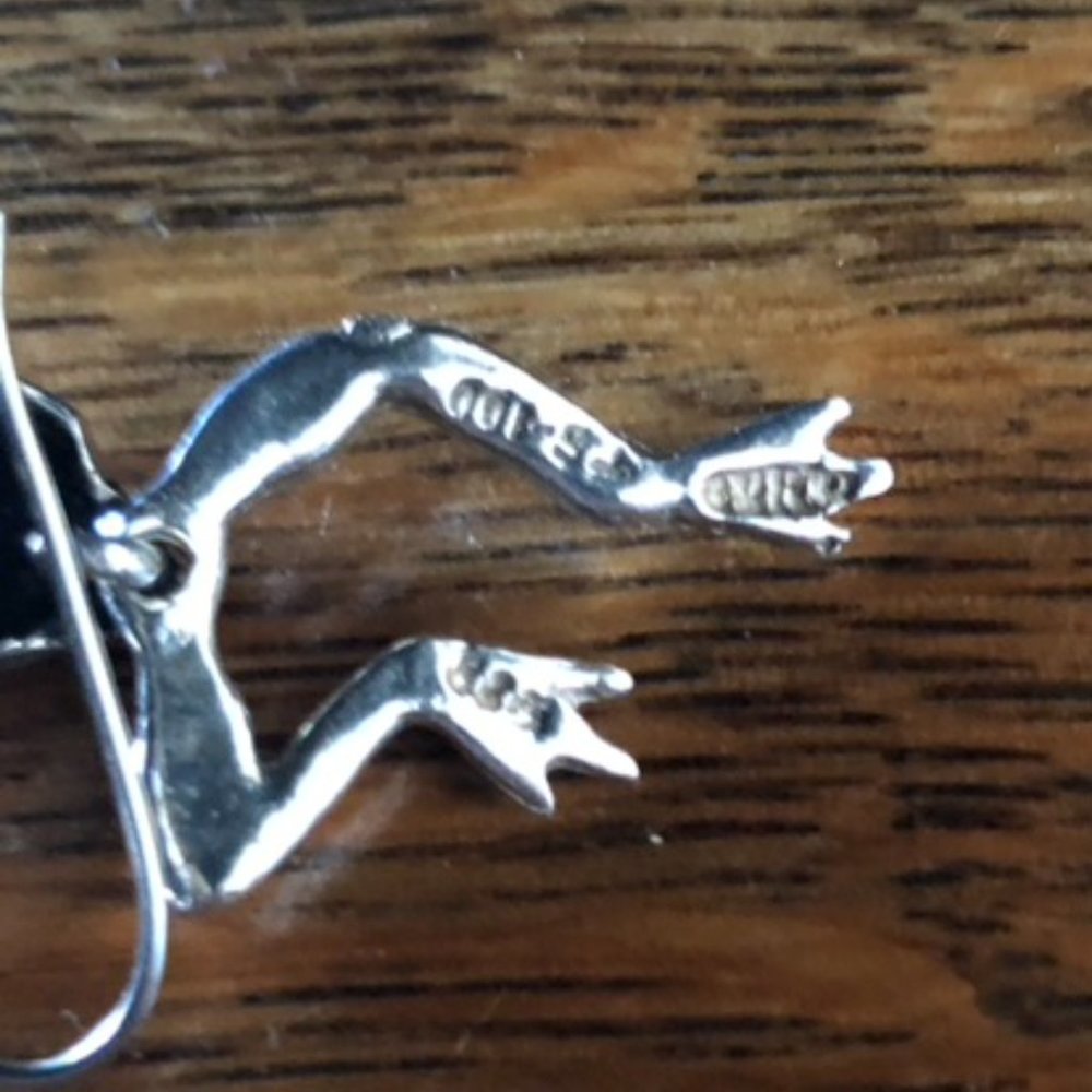 $64 Estate Sterling Silver Earrings Marked MEX 925 TS-100 - Picture 2 of 5